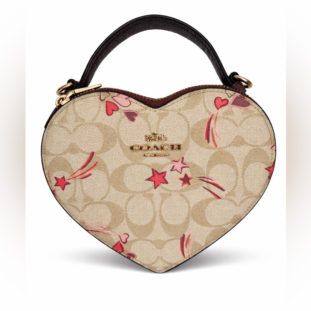 Coach Heart-Shaped Beige and Red Mini Bag